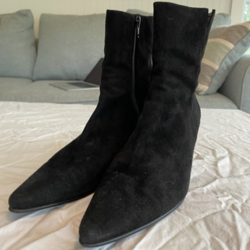 Stuart Weitzman Black Suede Ankle Boot